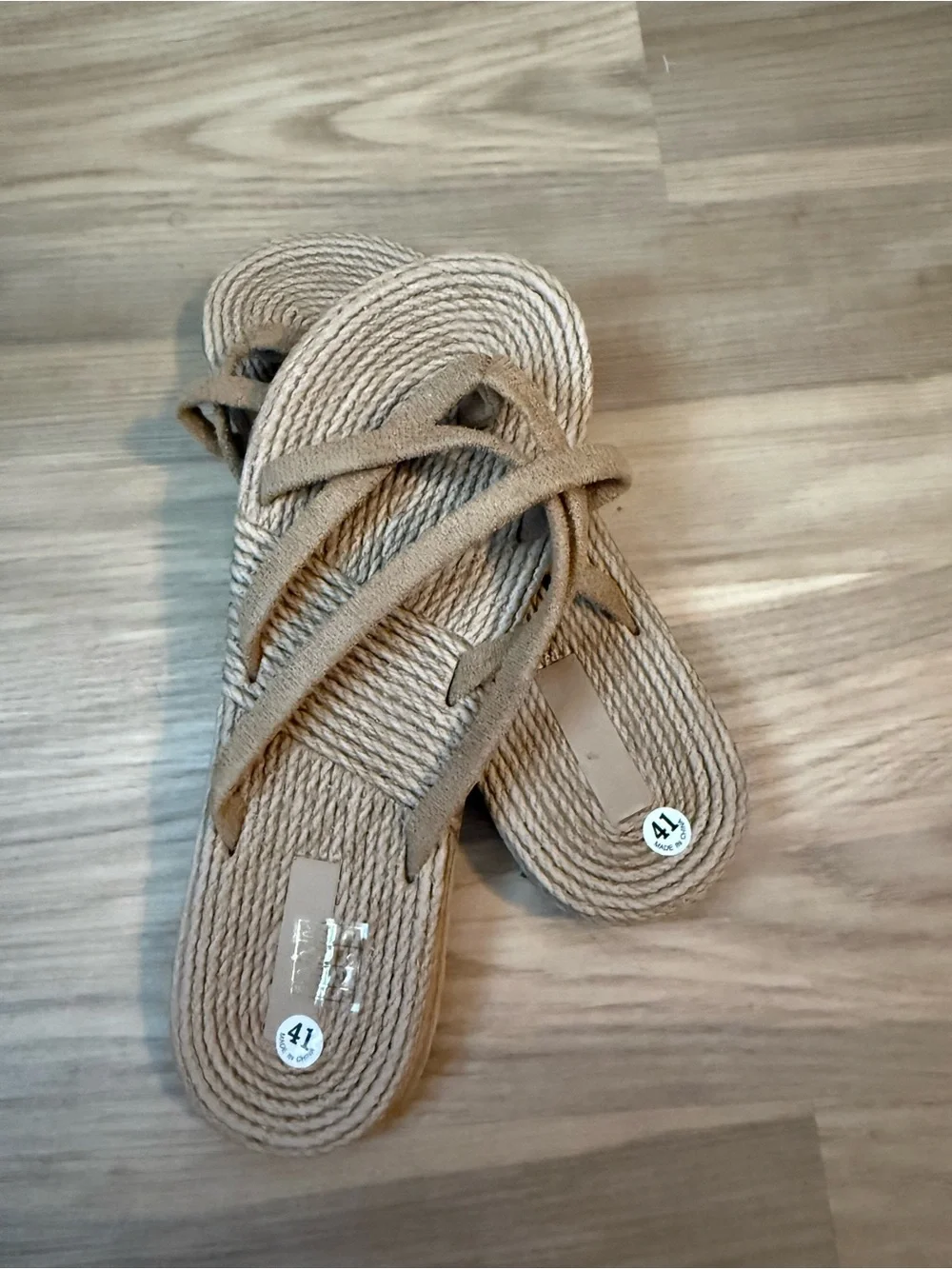 Women's Neutral Rope Slide Sandals - Beige